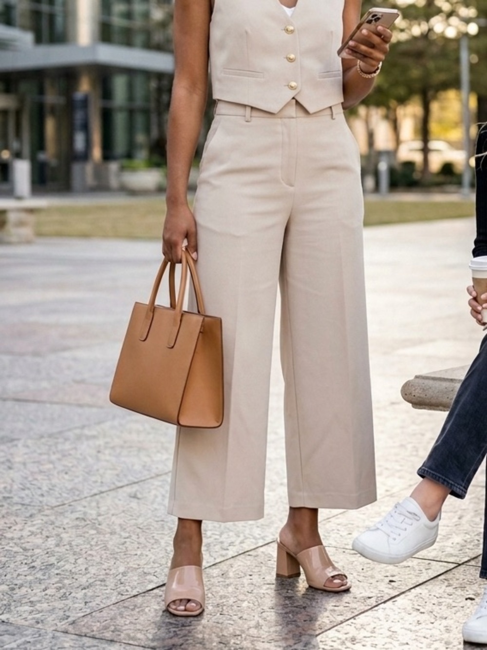 ZARA Sand Beige High-Waisted Culotte Pants Cropped Wide Leg Size XL 2753/433